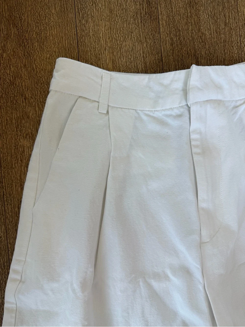 Zara White linen Blend Trousers